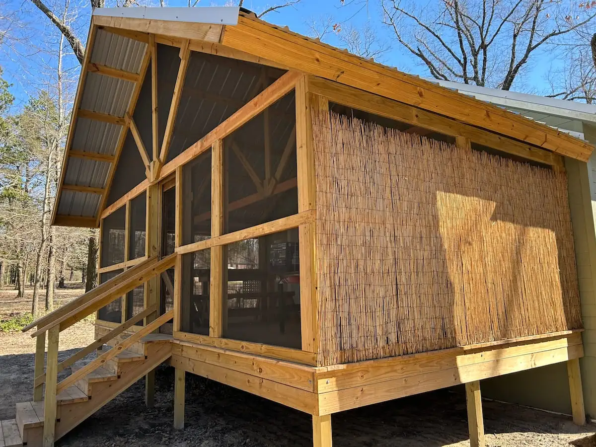 The big screened porch from outside